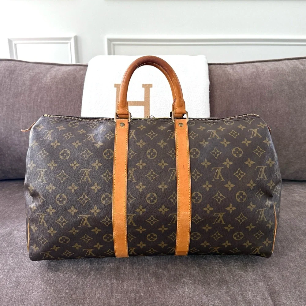 Authentic Louis Vuitton Keepall 45 travel duffel bag  M41428 monogram